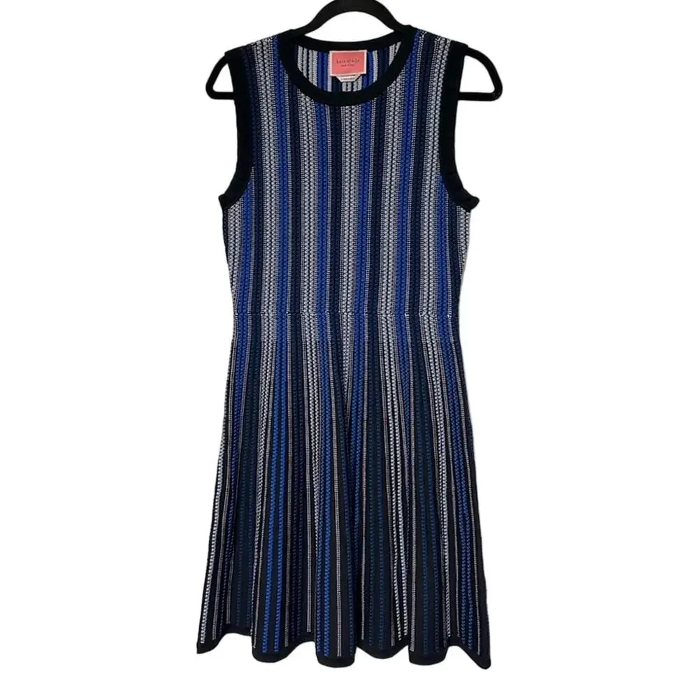 Kate‎ Spade Striped Sweater Sleeveless Dress Ribbed Knee Length Size Small EUC